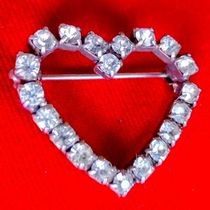 Up-Cycled Crystal Heart Brooch